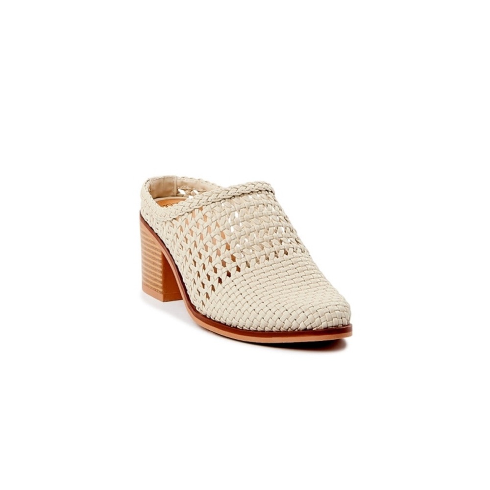 ❌SOLD❌Ivory Woven Boho Chunky Heel Mules